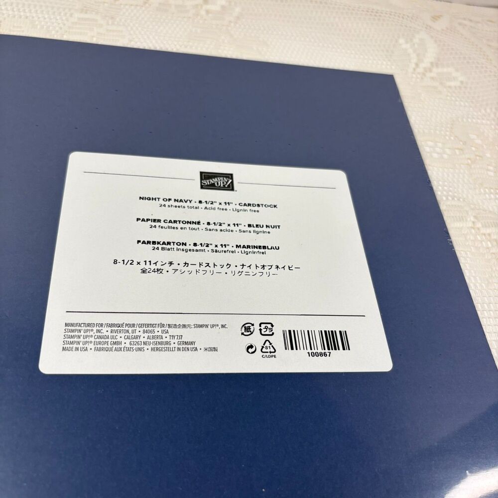 Stampin Up NIGHT OF NAVY Cardstock 8.5X11 - Blue 24 Sheets SEALED & New
